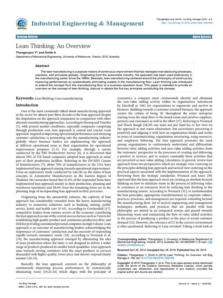 Overview of Lean Thinking Principles | PDF | Lean Manufacturing | Business