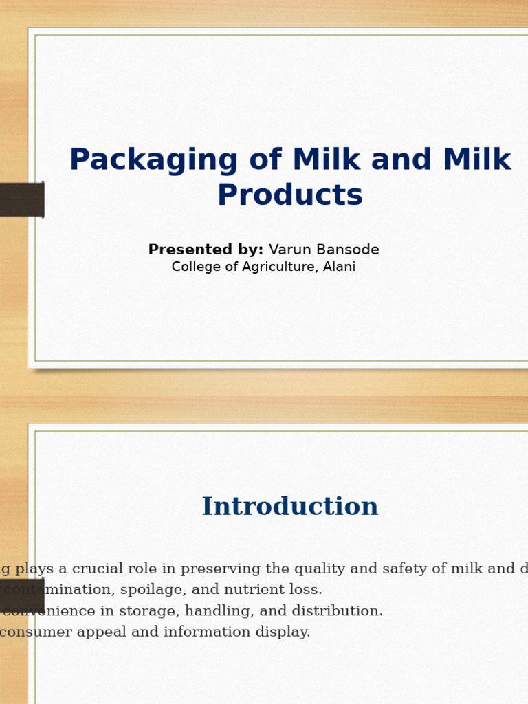Packaging of Milk and Milk Products Long Modern VarunBansode | PDF ...