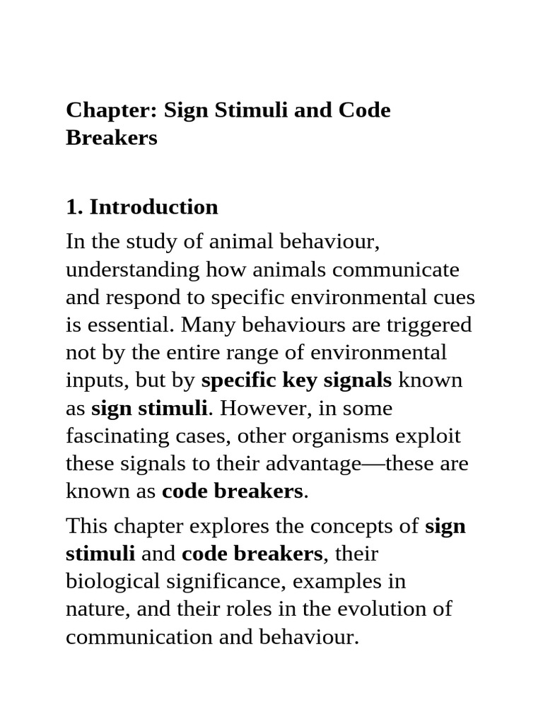 Sign Stimuli and Code Breakers | PDF | Zoology | Cognitive Science