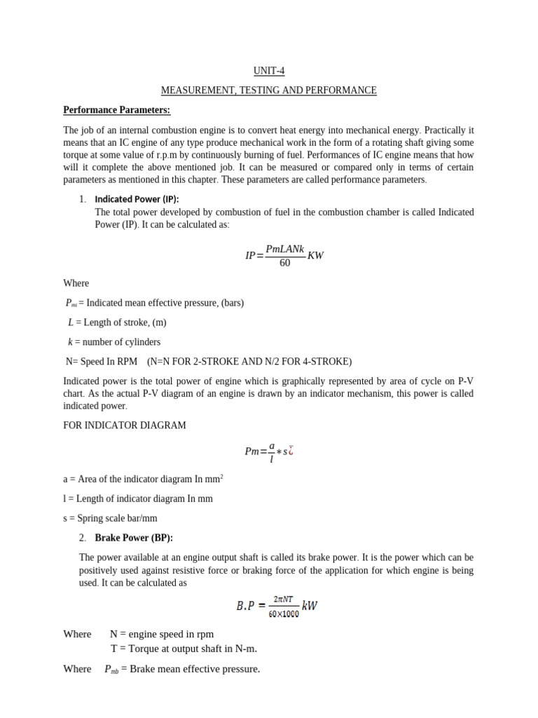 IC Engine Performance Parameters Explained | PDF | Engines | Exhaust Gas