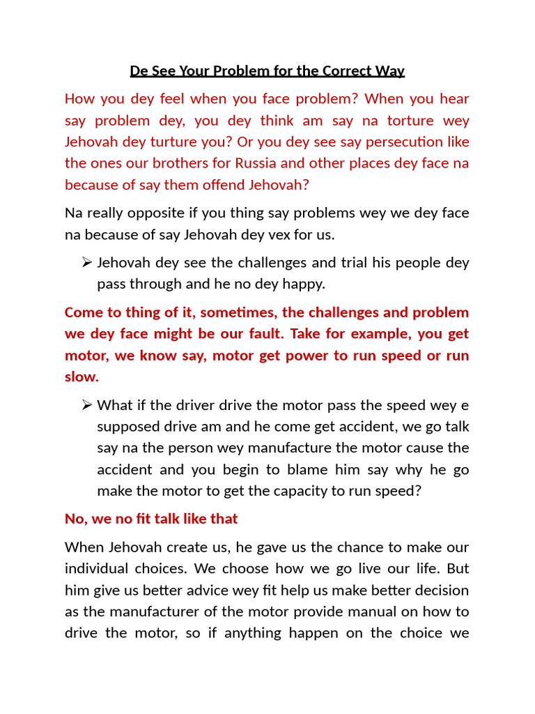 De See Your Problem For The Correct Way | PDF