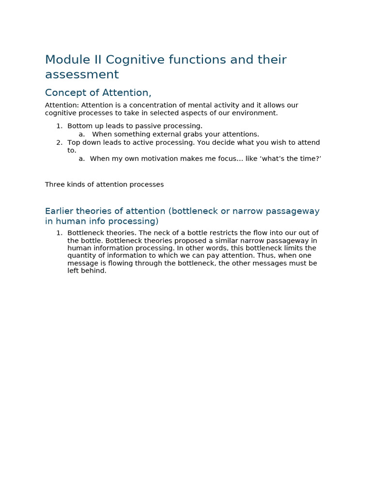 Module II Cognitive Functions and Their Assessment | PDF | Wechsler ...