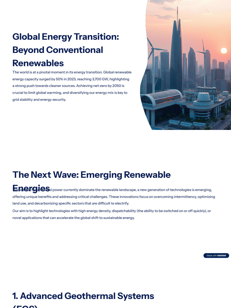 Emerging Technologies in Renewable Energy | PDF | Renewable Energy ...