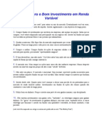 10 Regras para o Bom Investimento em Renda Variável