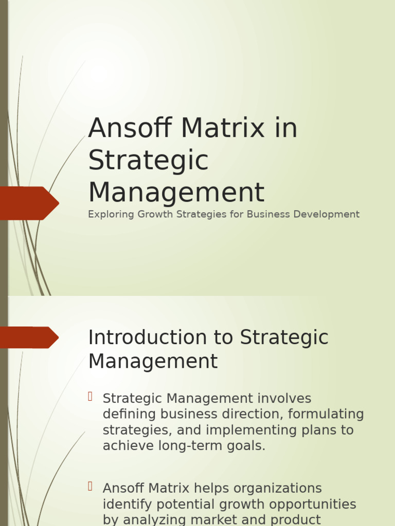 Ansoff Matrix for Business Growth Strategies | PDF