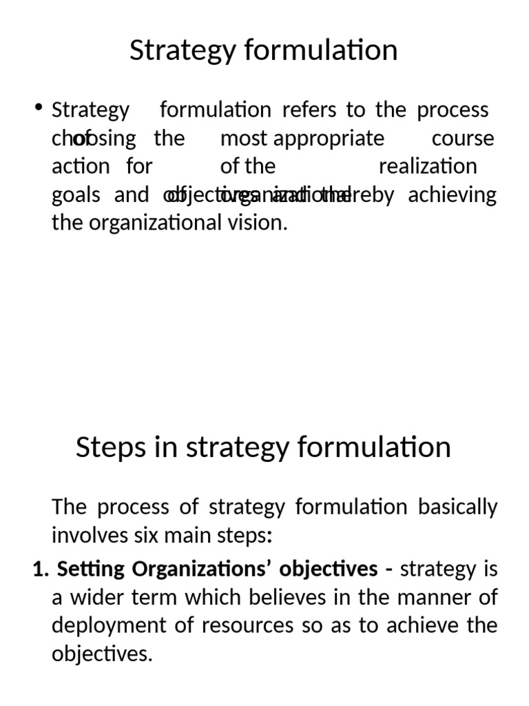 Strategy Formulation Steps and Tools | PDF | Strategic Management ...