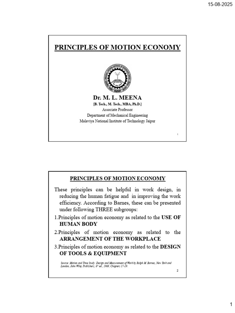Principles of Motion Economy Explained | PDF