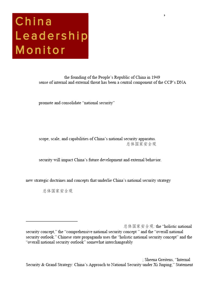 Xi Jinping's National Security Strategy | PDF | China | World Politics