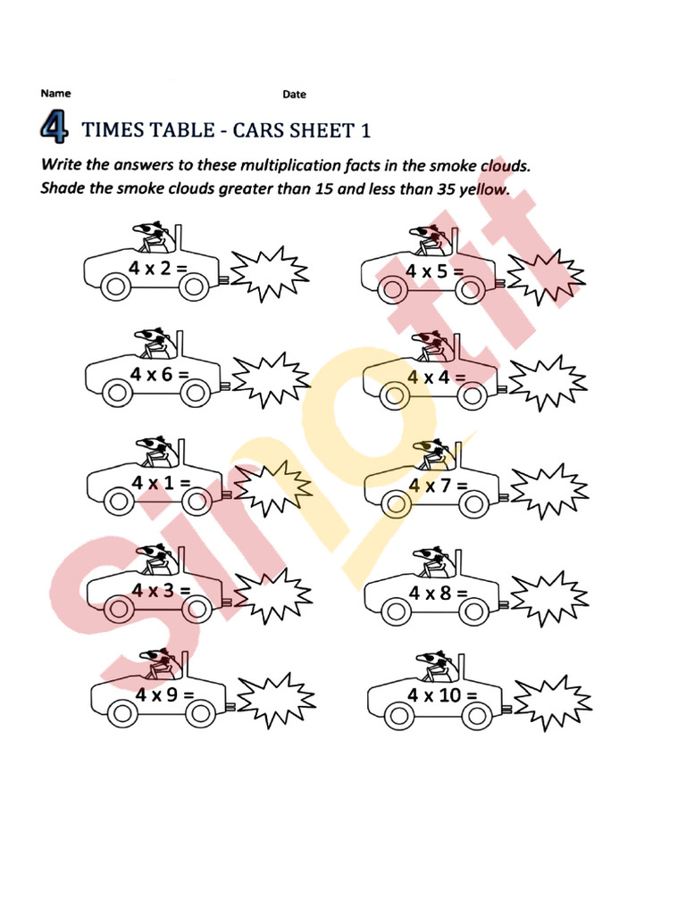 4 Times Table | PDF