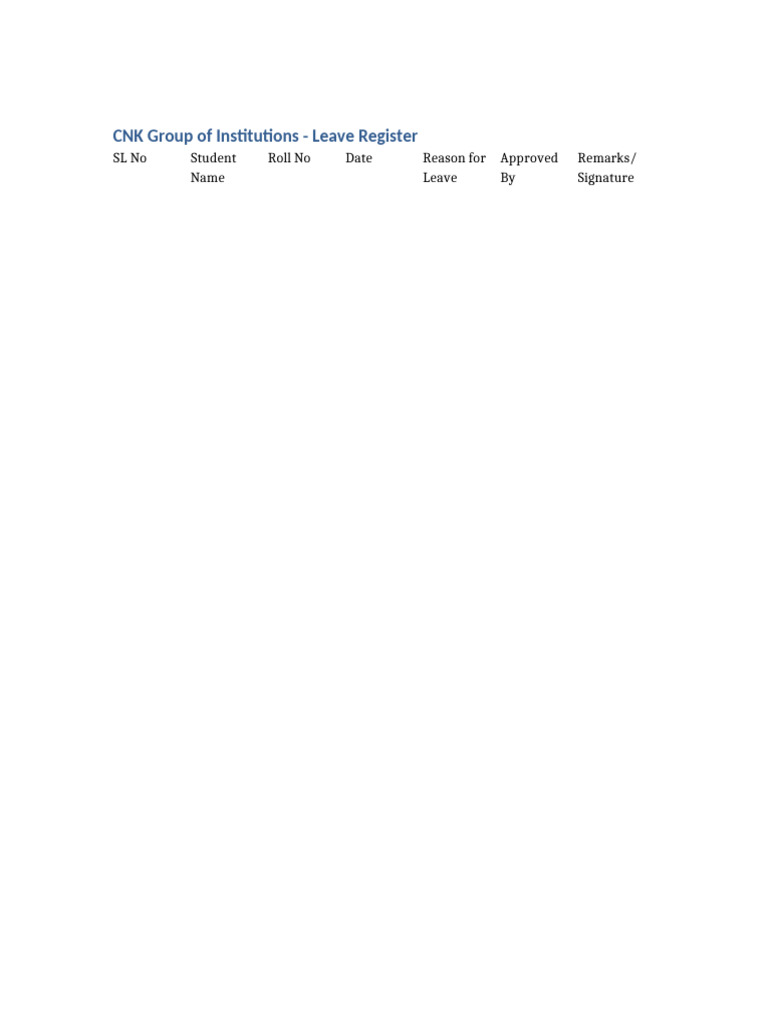 Leave Register | PDF