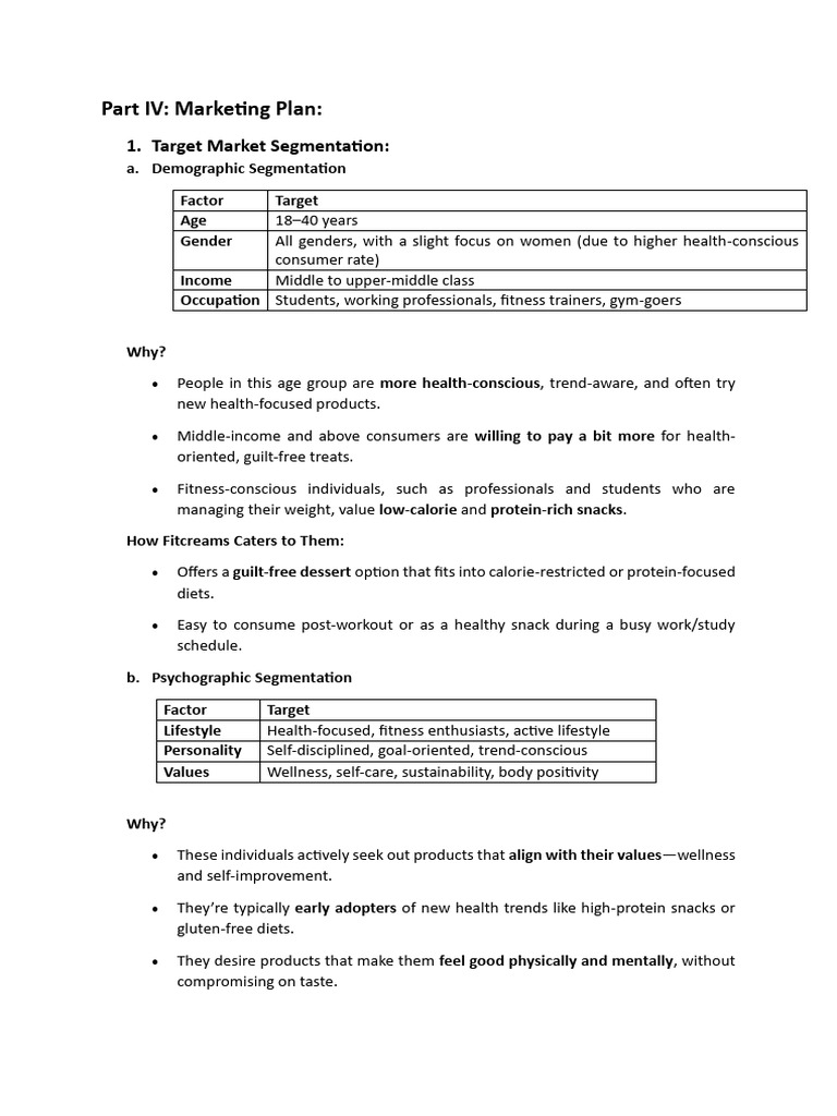 FitCream Marketing Plan Overview | PDF | Chocolate | Milk
