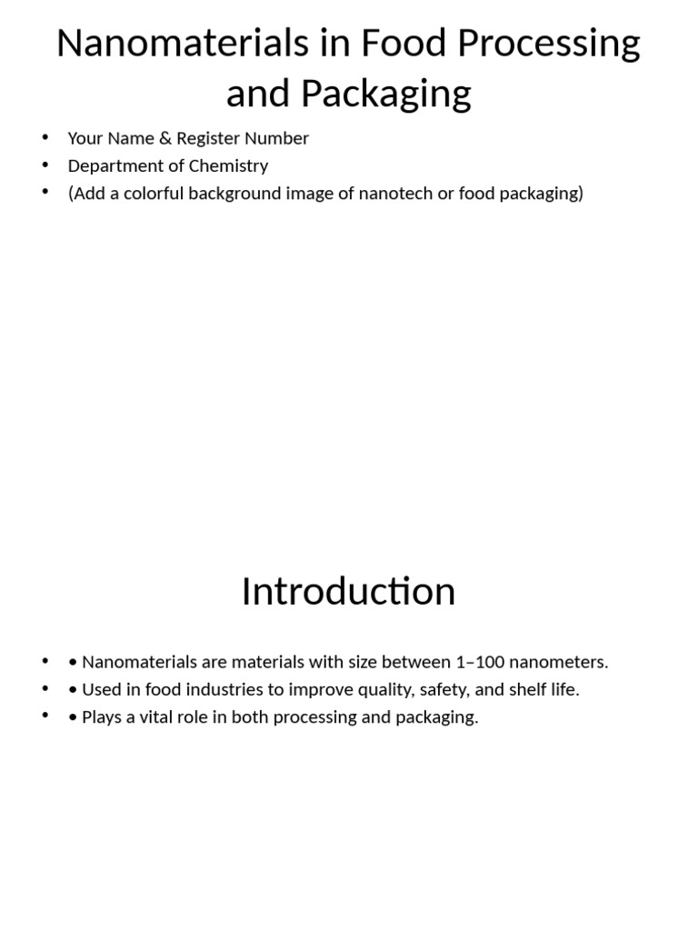 Nanomaterials in Food Processing and Packaging | PDF