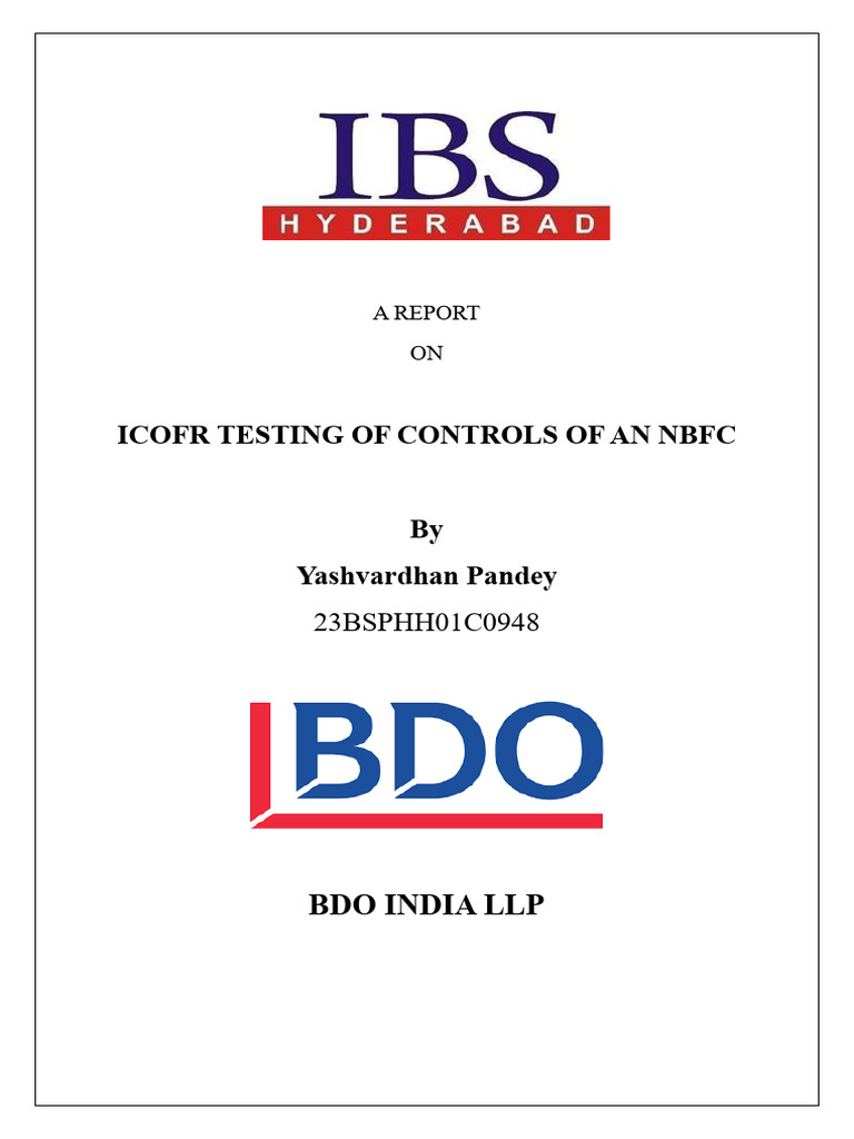 ICOFR Control Testing in NBFCs Report | PDF | Internal Control | Audit
