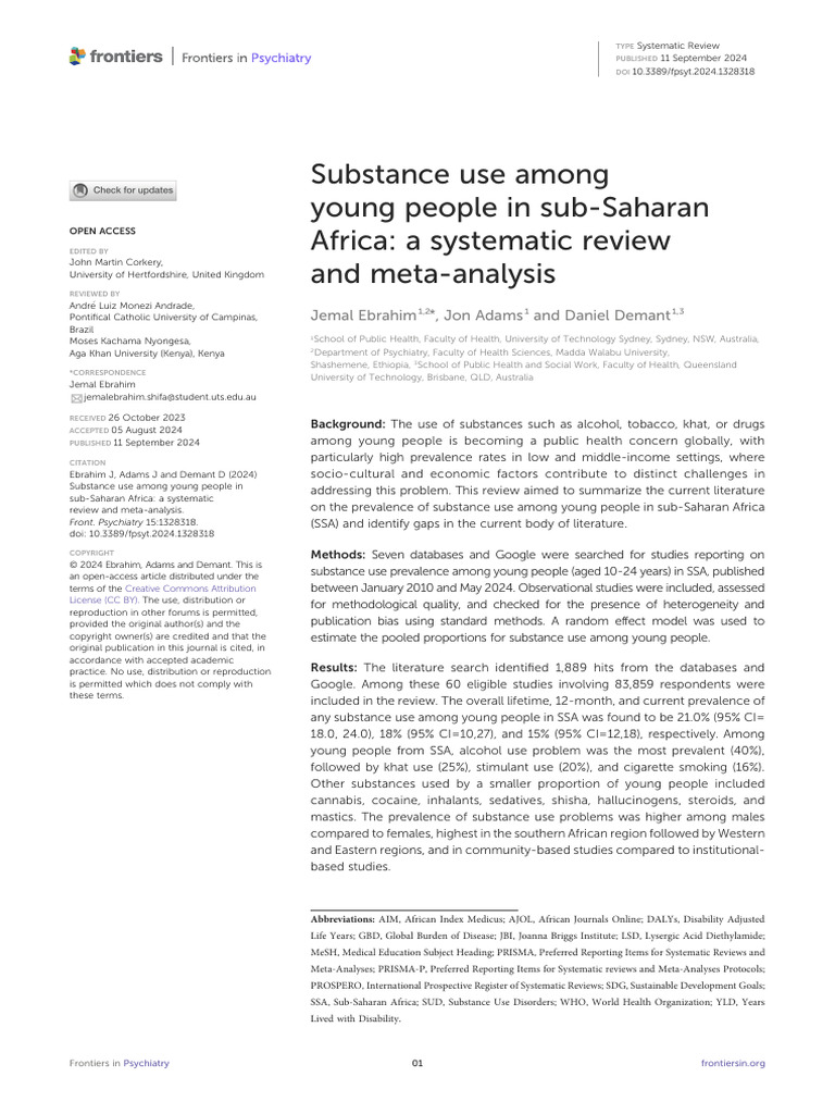 Substance Use in Young People in SSA | PDF | Substance Use Disorder ...