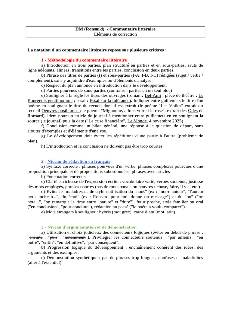 Guide de rédaction d'un commentaire littéraire | PDF | Phrase | Sujet ...