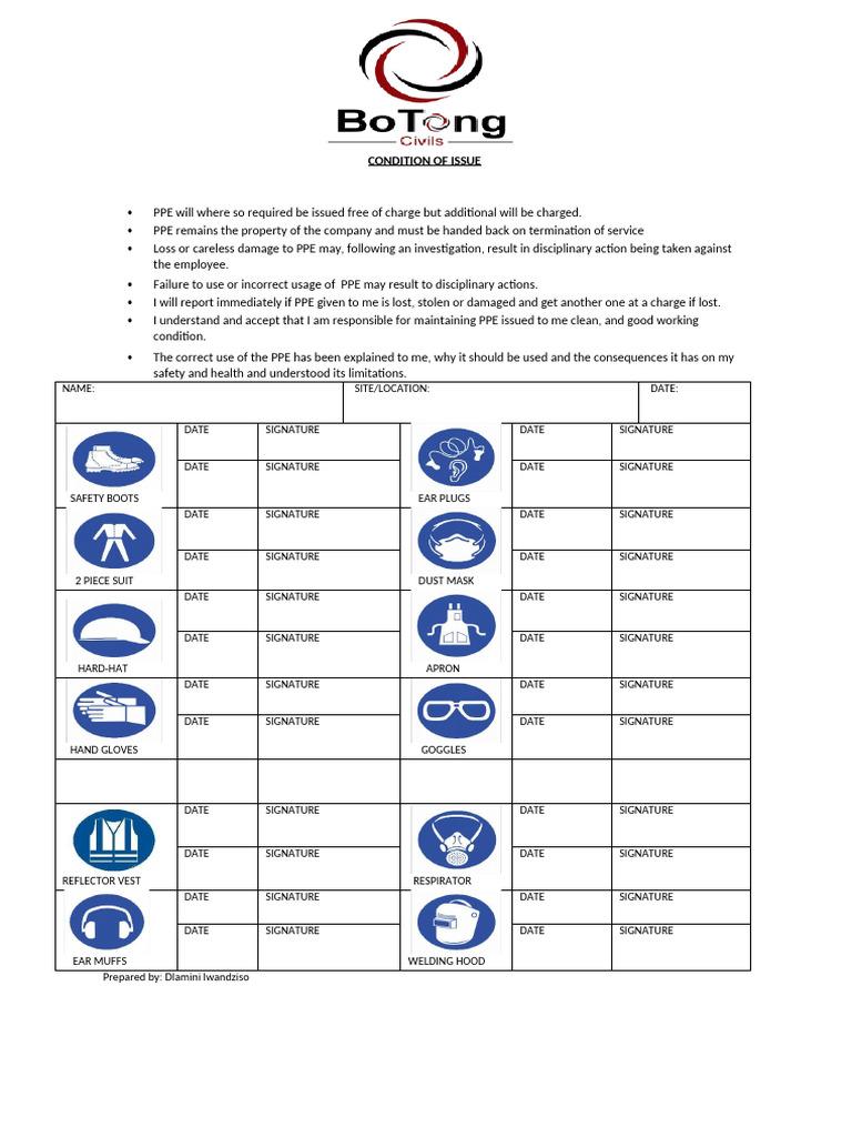 Botong Ppe Issue Register | PDF | Personal Protective Equipment ...