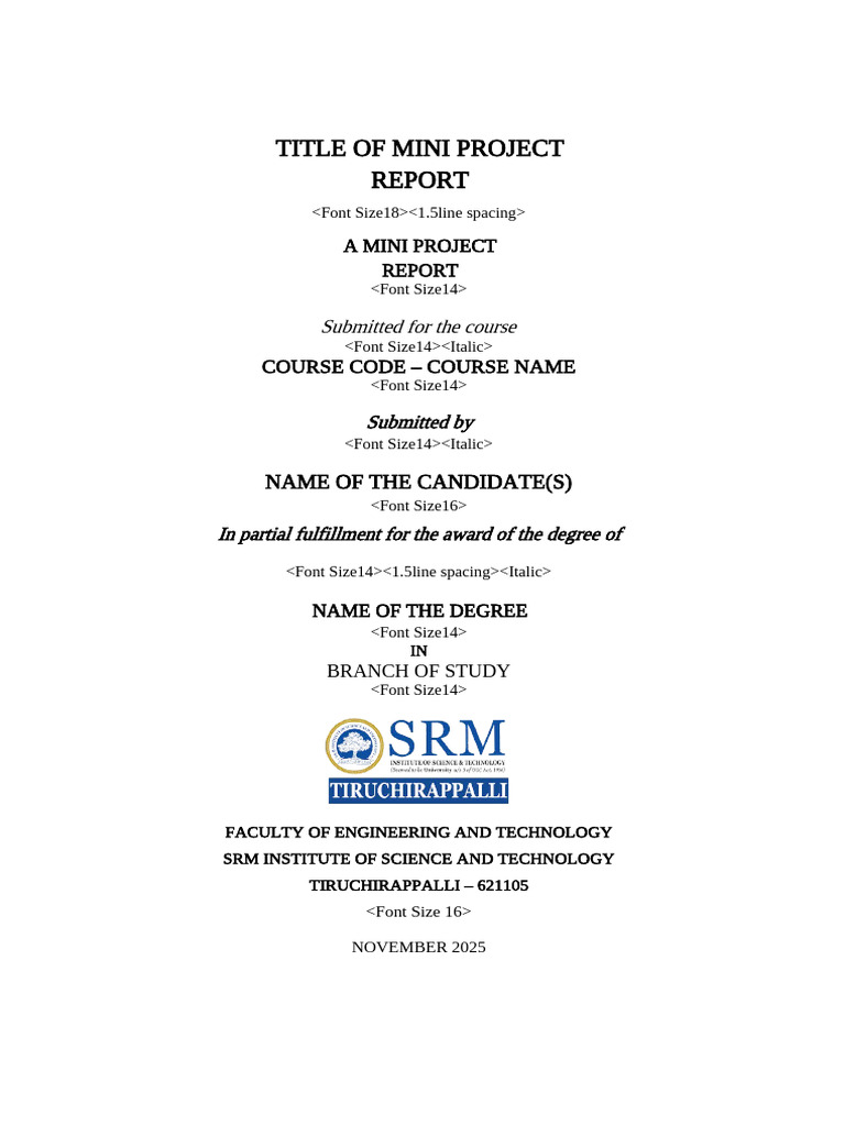 Mini Project Report Template | PDF