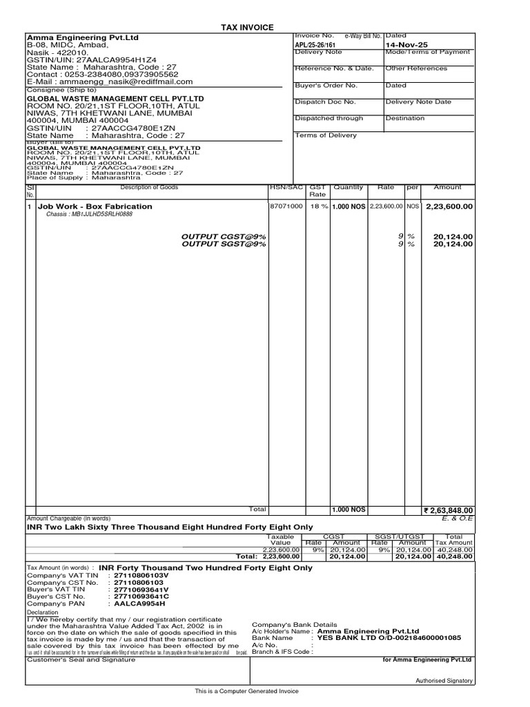 Apl 25 26 161 | PDF | Invoice | Value Added Tax