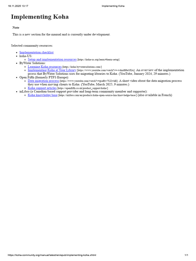 Koha Implementation Guide and Resources | PDF