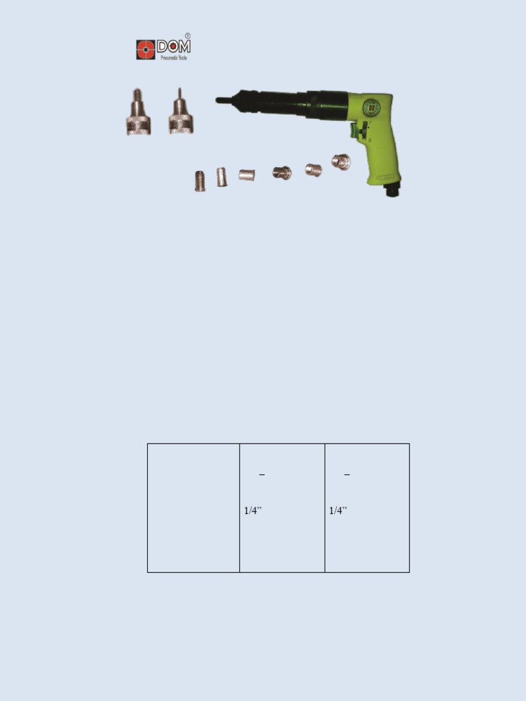 Pneumatic Nutsert Machine Gun Type | PDF