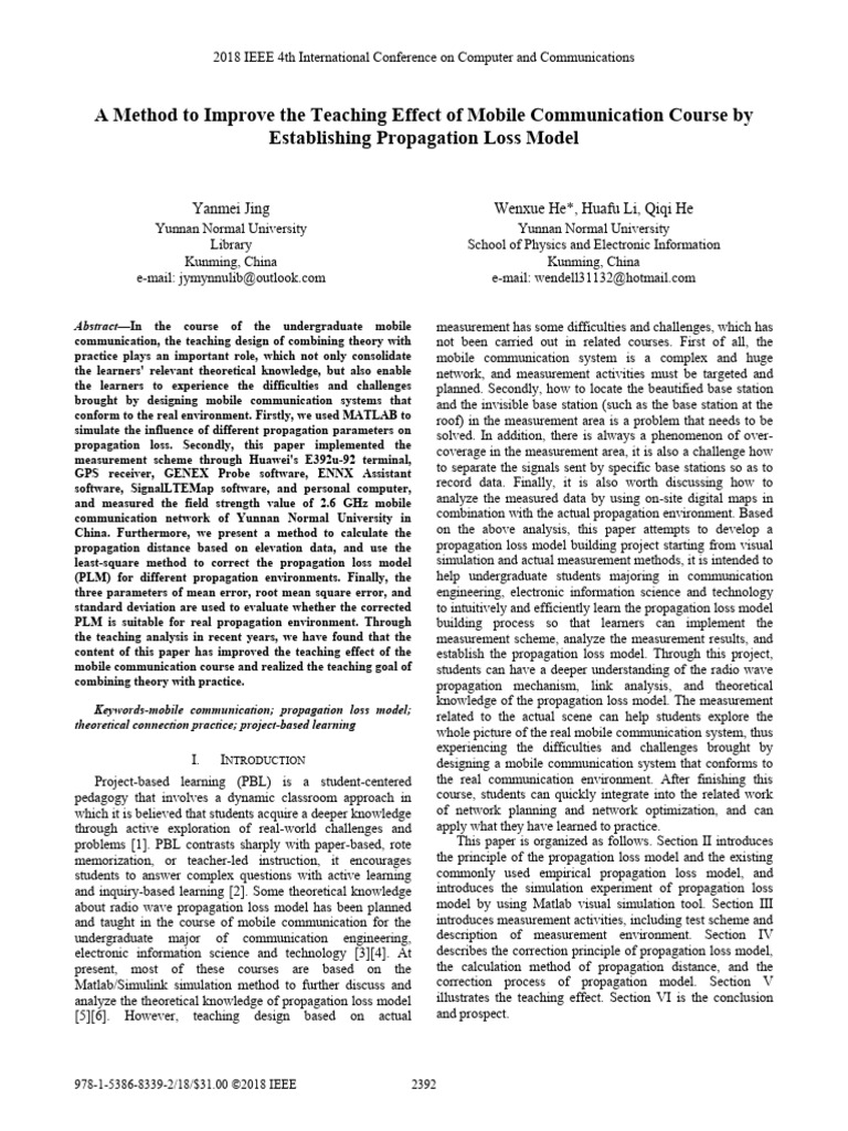 A Method To Improve The Teaching Effect of Mobile Communication Course ...
