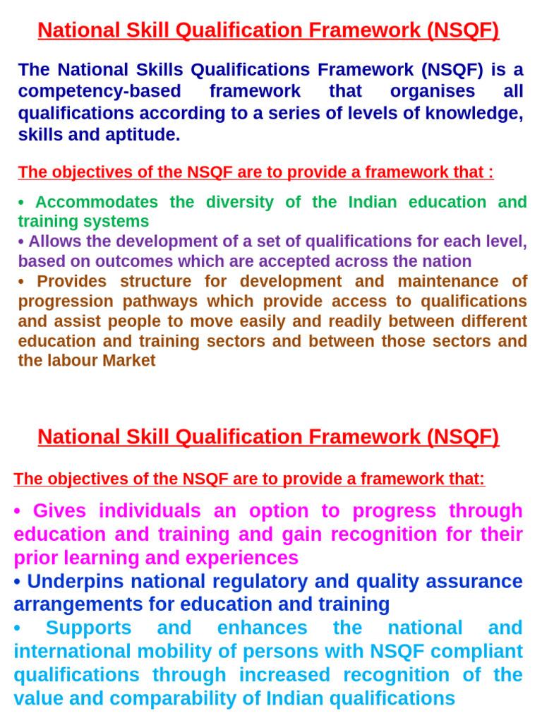 Overview of National Skill Qualification Framework | PDF | Knowledge ...