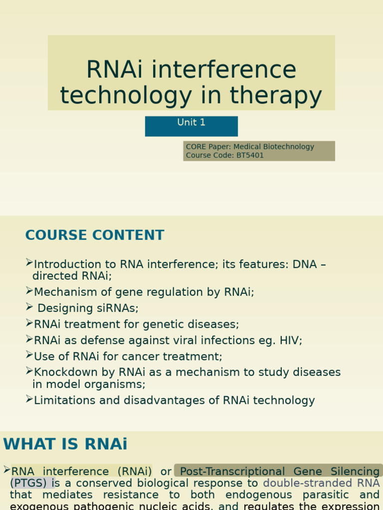 RNAi Technology in Medical Therapy | PDF | Rna Interference | Small ...