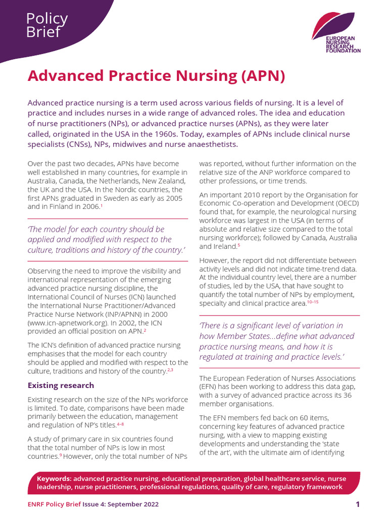 Advanced Practice Nursing Overview | PDF | Nursing | Health Care