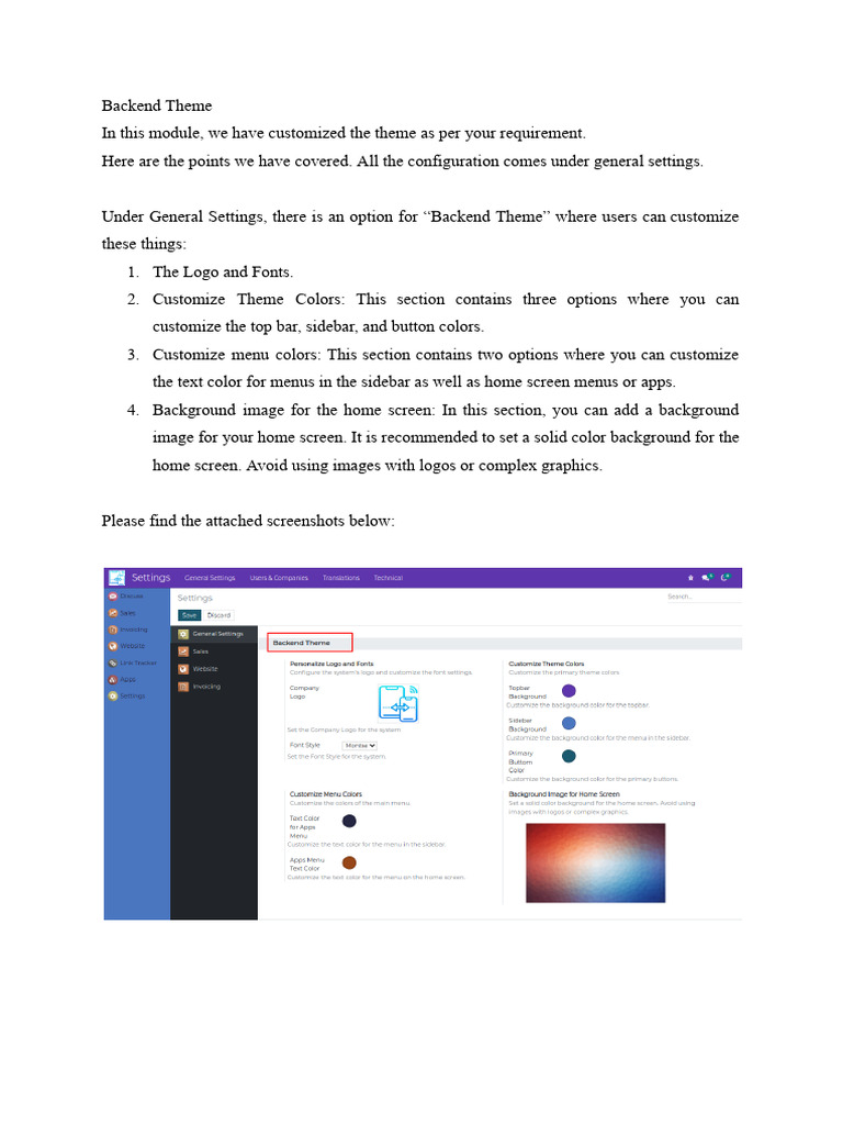 Customizing Backend Theme Settings | PDF