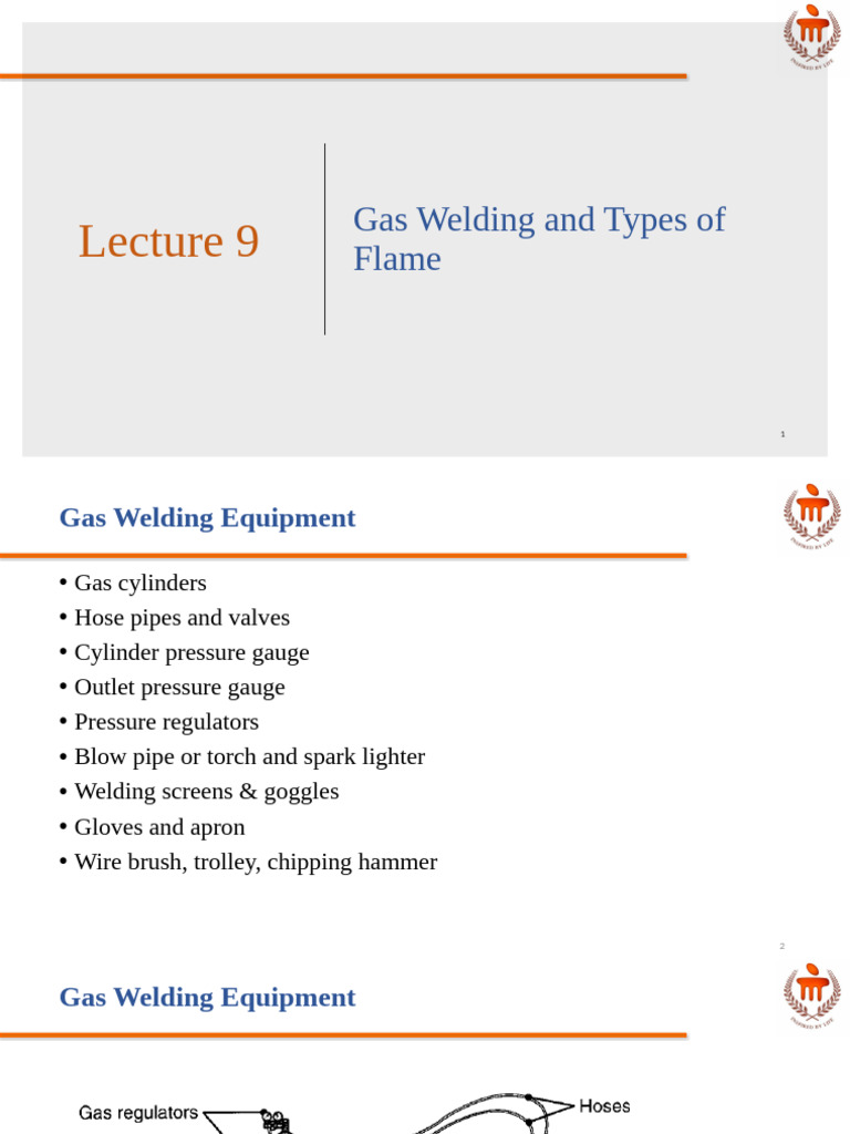 Lecture 9 Gas Welding and Types of Flame | PDF | Construction | Welding