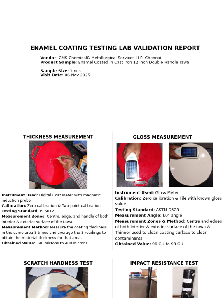 Enamel Coating Testing Validation Report | PDF | Scanning Electron ...
