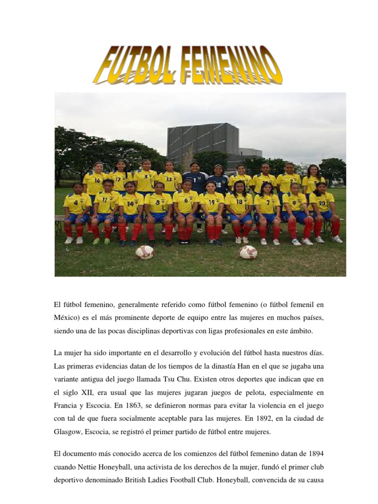 Evolución del Fútbol Femenino | PDF | Asociación de Futbol | Asociación ...