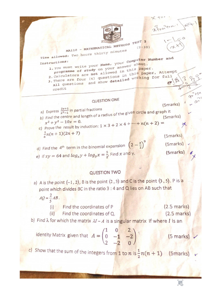 MA Test 2 2023 | PDF
