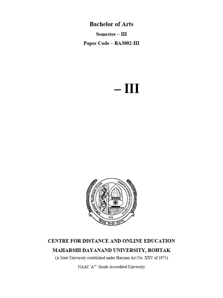 BA Semester III Course Details | PDF