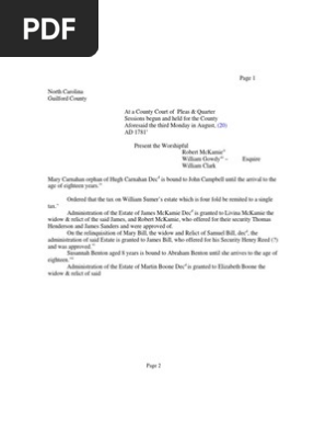 Record of Estate Settlements, Appointments, and Court Proceedings from the  August 1781 Session of the Guilford County Court of North Carolina | PDF |  Will And Testament | Government