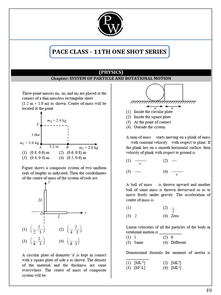 Physics Practice Sheet: Rotational Motion | PDF | Rotation Around A ...