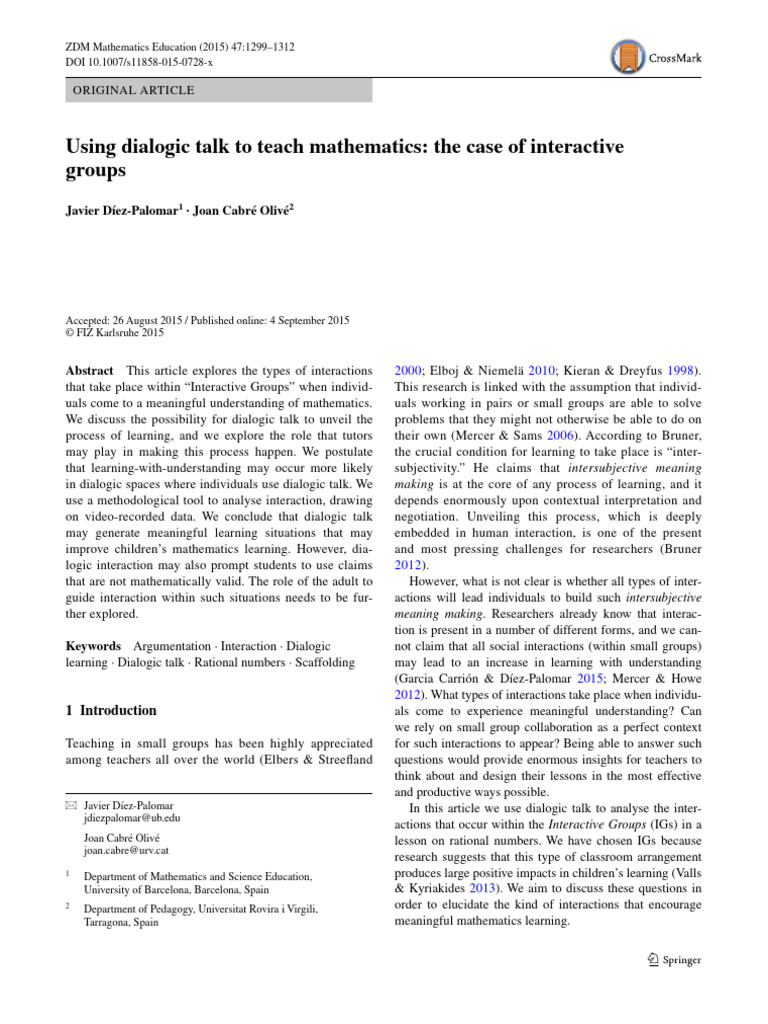 4、Using Dialogic Talk to Teach Mathematics the Case of Interactive ...