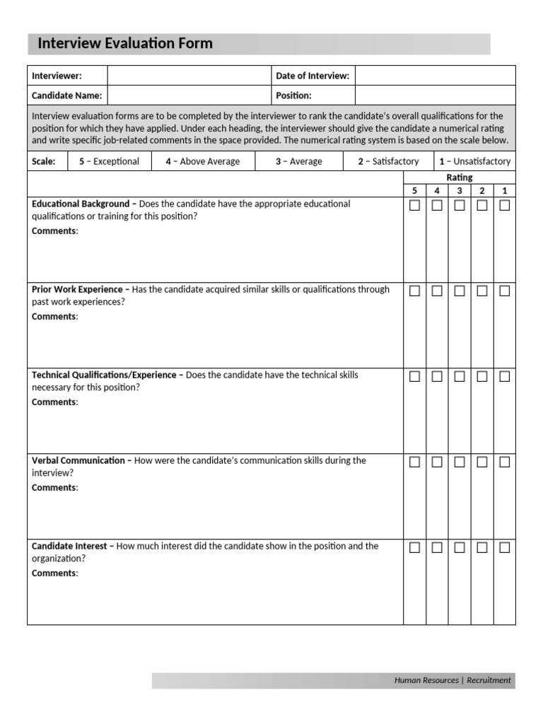 Candidate Interview Evaluation Form | PDF | Skill | Recruitment