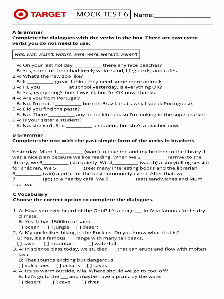 Mock Test 6 - Pre Teens | PDF