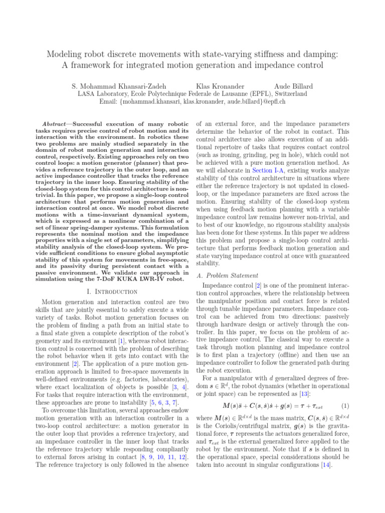 Integrated Robot Motion and Control System | PDF | Control Theory ...