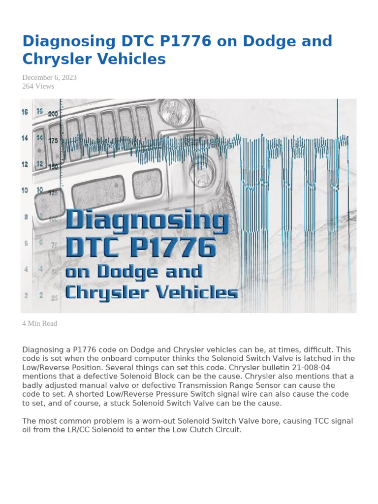 Diagnosing P1776 Code in Dodge/Chrysler | PDF | Clutch | Switch