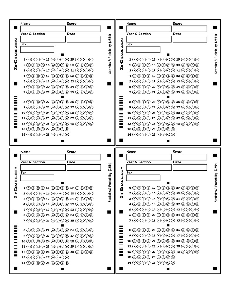 Answer Sheet Test Exam in Stat | PDF