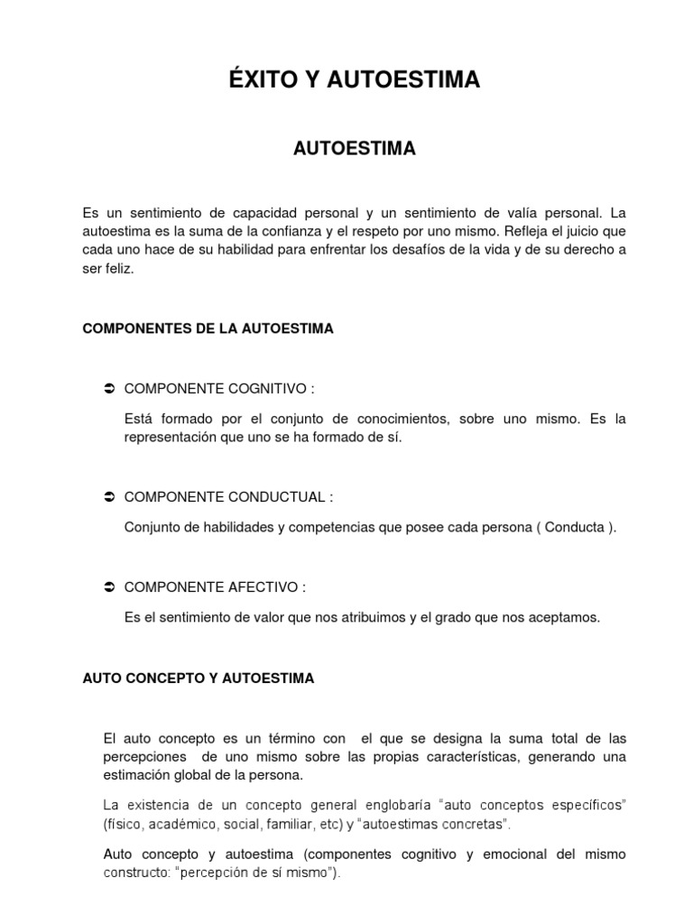Autoestima y Éxito Personal | PDF | Autoestima | Comportamiento