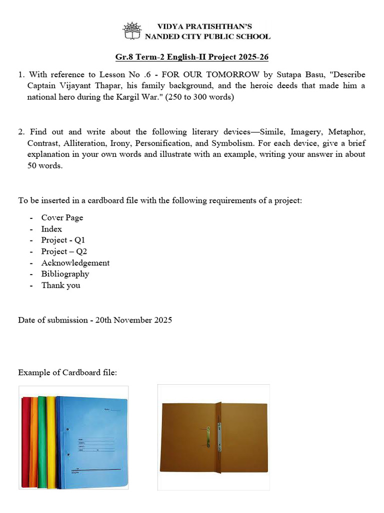 Gr.8 Term-2 Eng-II Project | PDF