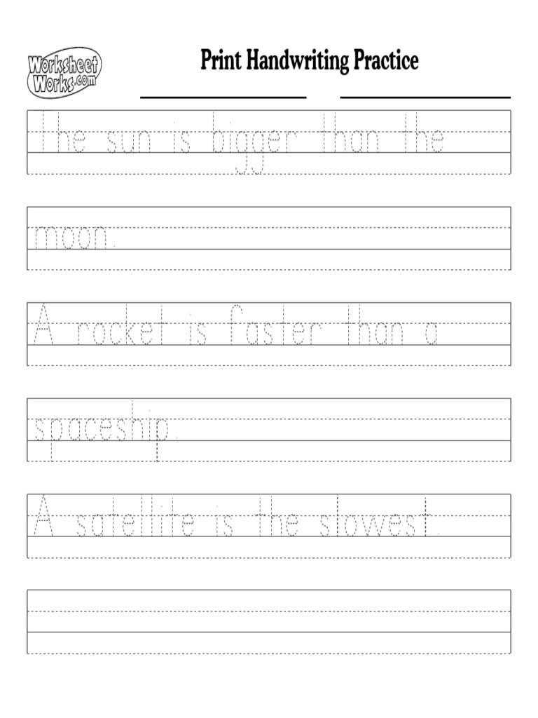 WorksheetWorks Print Handwriting Practice 5 | PDF