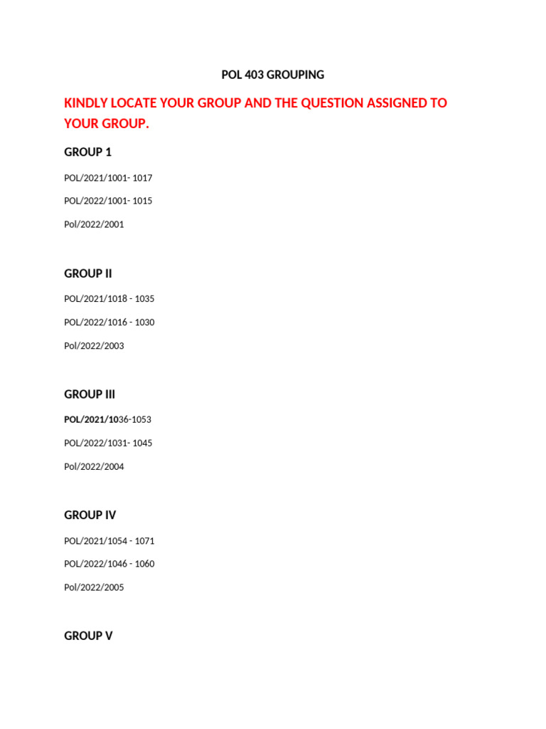 POL 403 Group Assignments Overview | PDF