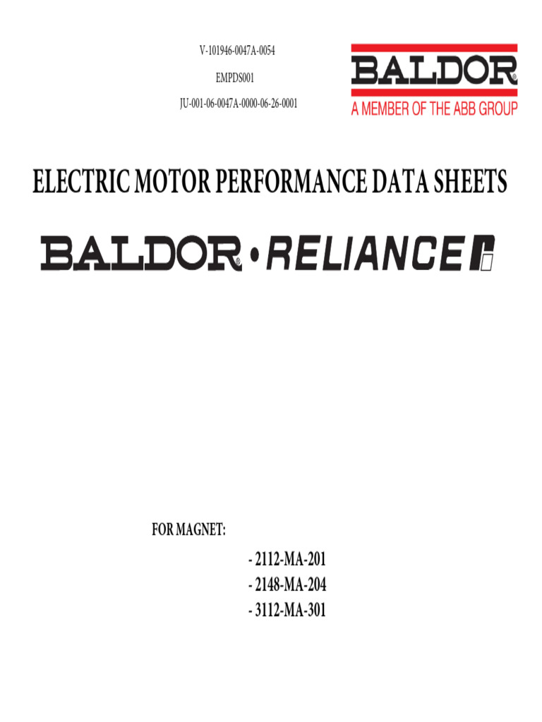 V-101946-0047A-0054 Electric Motor Performance Data Sheet | PDF ...