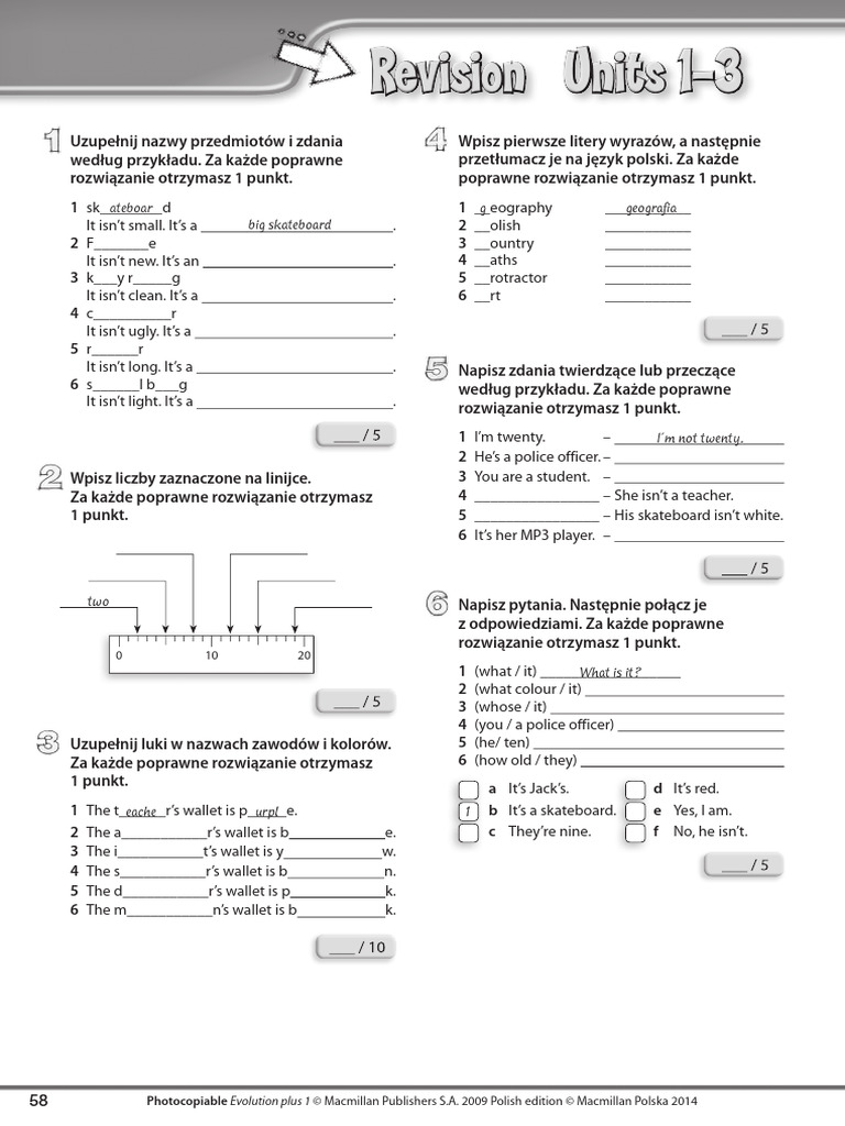 Evolution Plus Klasa4 TRF Revision Units 1-3 | PDF
