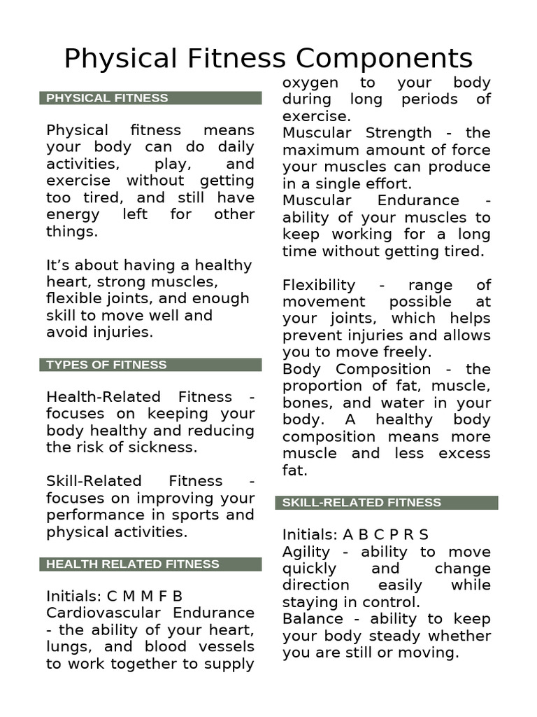 Essential Components of Physical Fitness | PDF