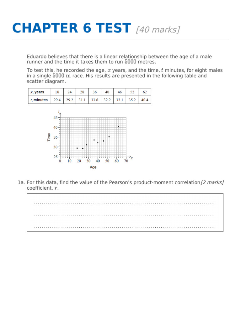 Chapter 6 Test | PDF | Statistical Analysis | Teaching Mathematics